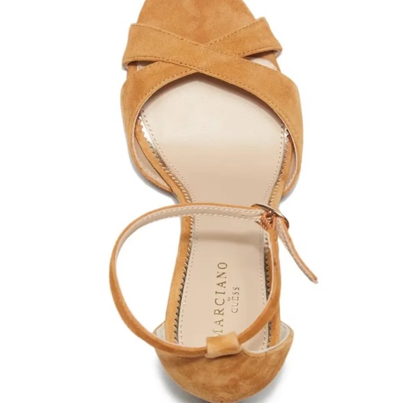 Marciano By Guess Women’s Abiele Leather Stiletto Sandals Medium Brown High Heel - Picture 4 of 4